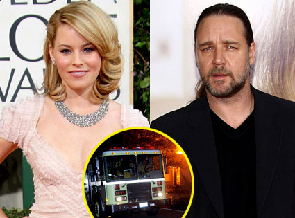 Russel Crowe, Elizabeth Banks, Fire Truck Russel Crowe, Elizabeth Banks, Fire Truck